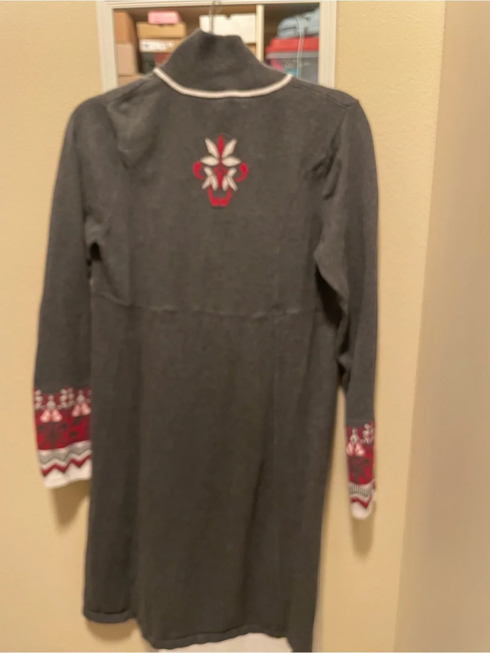 Athleta Charcoal Gray Midi Dress with Red and White Trim